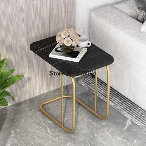 Minimalist Living Room Sofa Side Table Nordic Light Luxury Simple Balcony Small Side Table Rock Board Square Bedroom Bedside Tab