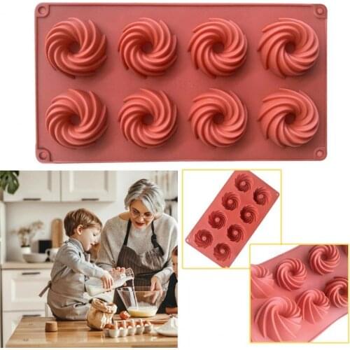 Swirl Shapes Mold Reusable Non-stick Indeformable Jelly Molds 8-Cavity Dishwasher Safe Silicone 3D Mousse Mold Chocolate Mold