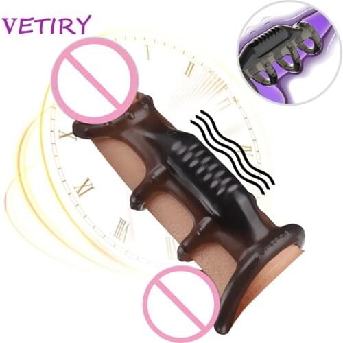 Reusable Condom Vibrator Penis Ring Male Time Delay Ejaculation Cock Ring Penis Enlargement Penis Sleeve Ring Sex Toys for Man