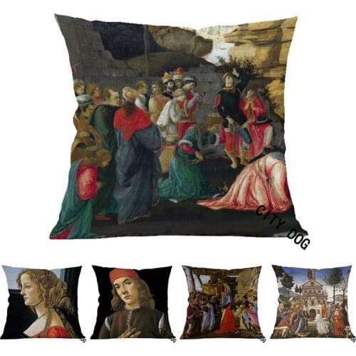Famous Italian painter Painting art Adoration of the Magi Cotton and linen 45*45CM square pillow Cushion cover pillowcase Decor