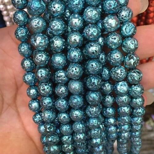 New arrival 9 colors natural stone volcanic lava round 8mm loose beads fashion women diy jewelry making 15inch B126