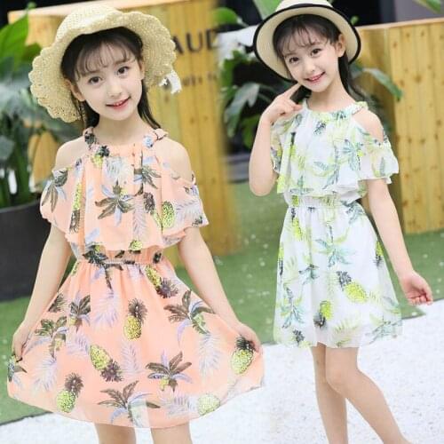 3-14 Years Dress For Girls Summer Children Fashion Chiffon Sweet Dress Girls Floral Print Clothing Kids Girls Dress