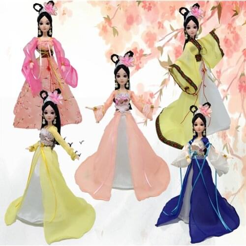 Doll Party Dress Chinese Ancient Traditional Beauty Fairy Costume Clothes Dress For Evening Dresses Doll Accessories