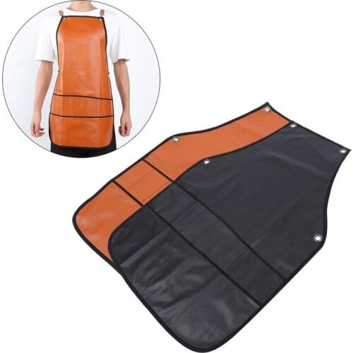 Professional Barber Apron Hair Cutting Salon High Quality Adjustable Work Apron PU Leather Large Capacity Waterproof Apron