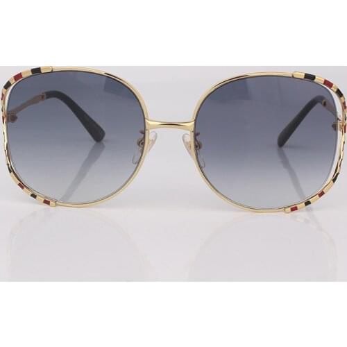 Cat eye metal frame sunglasses women Cutout fashion Gradient grey lenses