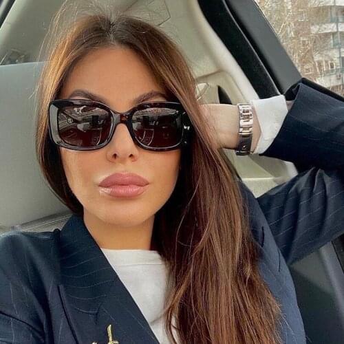 Square acetate black frame women sunglasses fashion style grey lens lady eyewear with wide temples