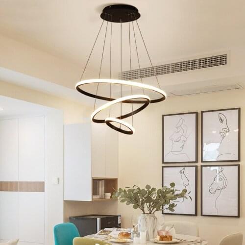 Modern Nordic Style Pendant Light Living Room Study Stairs Corridor Aisle Hotel Restaurant Lighting Simplify LED Ring Form Lamp