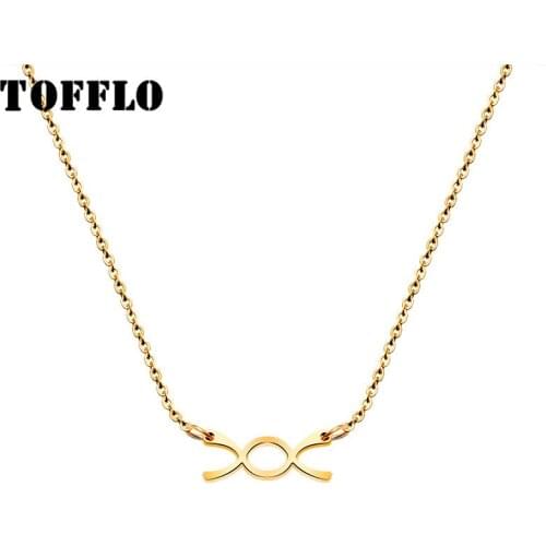 TOFFLO Stainless Steel Jewelry Eternal Cycle Bow Pendant Necklace Womens Simple Clavicle Chain BSP432