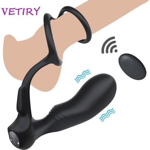 Vibrator Prostate Massager Sex Toys For Men Butt Plug Anal Plug Double Cock Ring Delay Ejaculation Penis Ring Remote Control