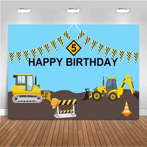 Customize Vinyl Kids Birthday Photo Background Construction Backdrop Photography Studio Props Party Banners Decor Photocall