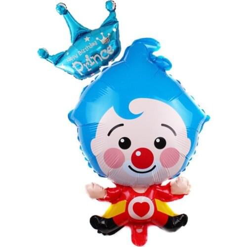 1Pcs Cartoon Blue Clown Foil Balloons Birthday Party Decoration Supplie Baby Shower Air Globos Childrens Toys Boy Girl Gifts