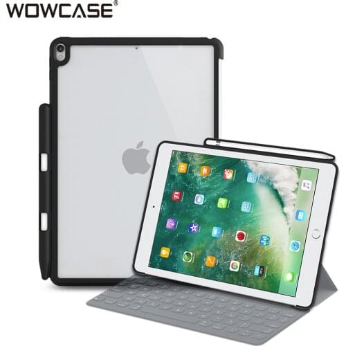 WOWCASE Pencil Holder for iPad 9.7 Case Transparent Soft Edge Back Cover for iPad 9.7 2018 2017 5th 6th Gen Match Apple Keyboard