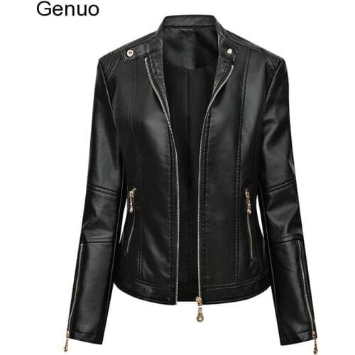 Womens Leather Jacket Pu Slim Female Autumn Punk Jackets Motorcycle Biker Coat Fashion Brand Clothing Streetwear Coats