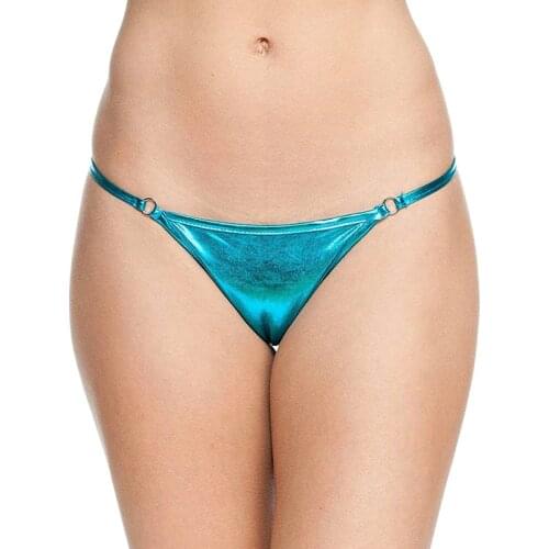 Plus Size Sexy Low Waist Women Briefs Exotic Bandage Shiny Faux Leather G-string Novelty Night Party Panties Simple Lingerie