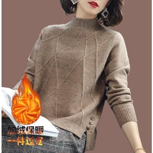 Woman Sweaters Chandails Womens Sweater Pullover Short High Collar Loose Oversized Knit