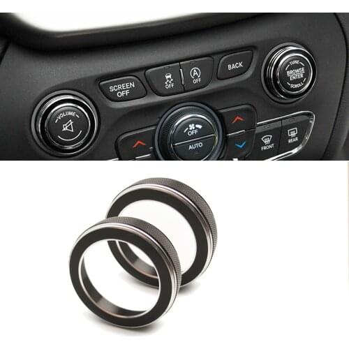 1Pair Volume CD Switch Knob Ring Cap Cover Trim Black For Jeep Grand Cherokee Volume Knob Cover