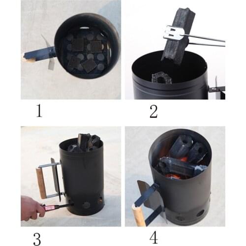 1pc Stainless Steel Chorcoall Grills Ignition Barrel Barbecue Fire Starter Bucket Stove BBQ Rack Tool Accessory Outdoor Kitchen