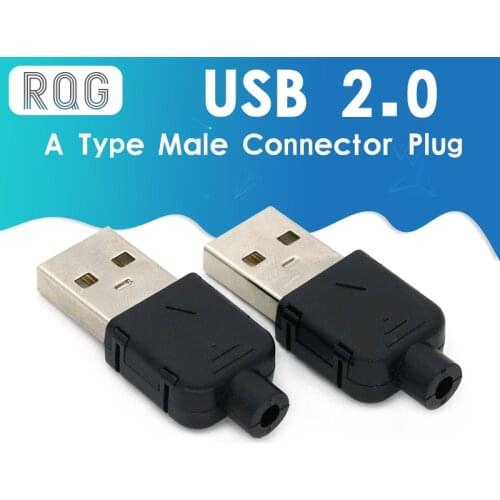 10 Sets DIY USB 2.0 Connector Plug A Type Male 4 Pin Assembly Adapter Socket Solder Type Black Plastic Shell For Data Connection