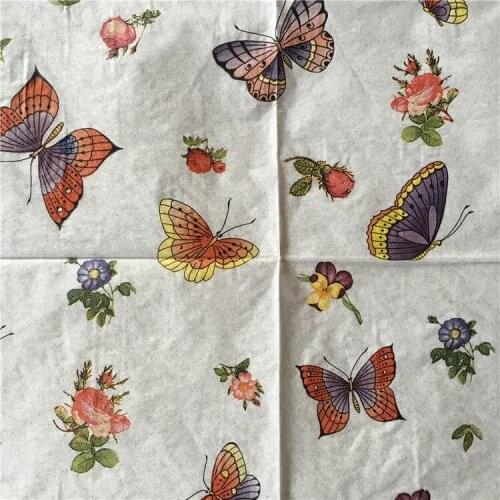 20 vintage table Napkin paper tissue butterfly handkerchief decoupage wedding christmas birthday party supplies decor serviettes