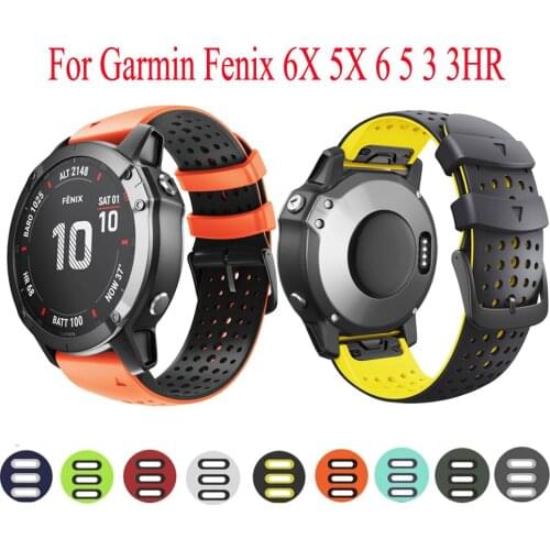 22mm 26mm Sport Silicone Watchband Wriststrap for Garmin Fenix 6X 6 6S Pro 5X 5 5S Plus 3 HR Easy Fit Quick Release wirstband