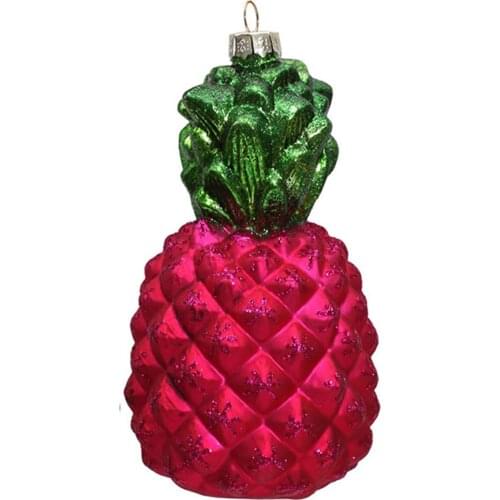 Promotion - Christmas Tree Xmas Ornaments Glass Balls Decoration 80mm Painted Dark Pink Pineapple Ornament