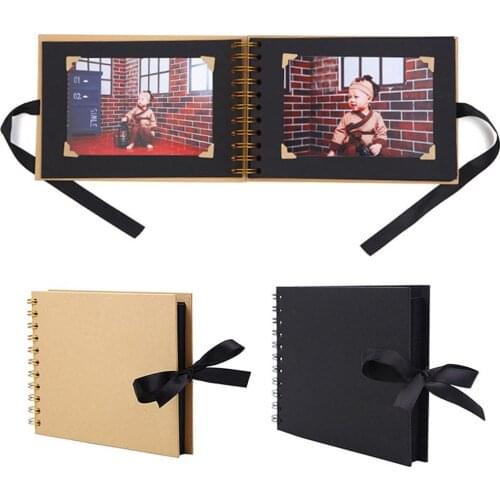 30 Pages Photo Album Fashion Design Yellow Black Ribbon DIY Picture Storage Book Friends Family Saving Memory Souvenir Wholesale