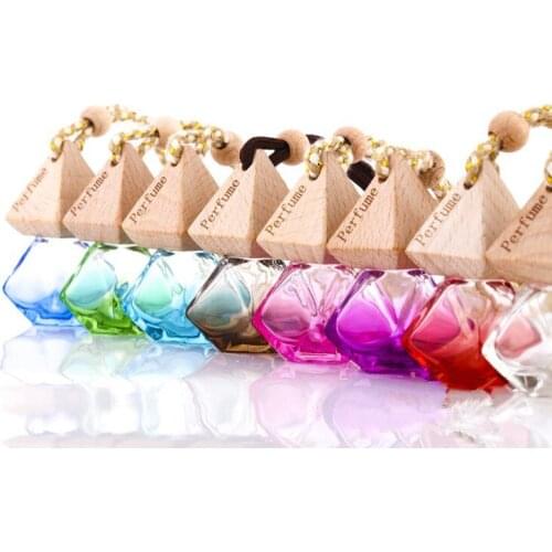 Car Perfume Bottle Air Freshener Diffuser Hanging Empty Glass Refillable Bottle for Auto Pendant Smell Essential Oil