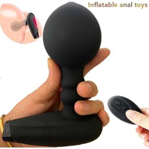 Wireless Remote Control Male Prostate Massager Inflatable Anal Dildo Vibrator Huge Butt Plug Anal Expansion Gay Sex Toys For Men