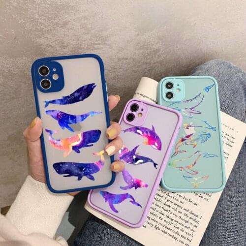 Whale Phone Cases For iPhone XR XS Max X 11 12 Mini Pro Max 8 7 6S Plus Dolphin Camera Protection Matte Shockproof Back Cover