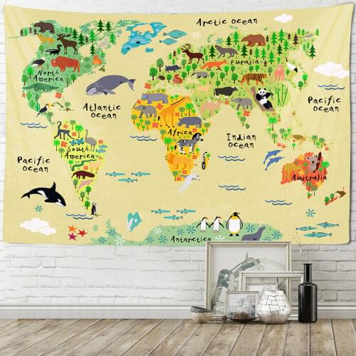 Zoo Map Digital Printed Tapestry Beatuful Wall Handing Decoration Sandy Beach Picnic Towel