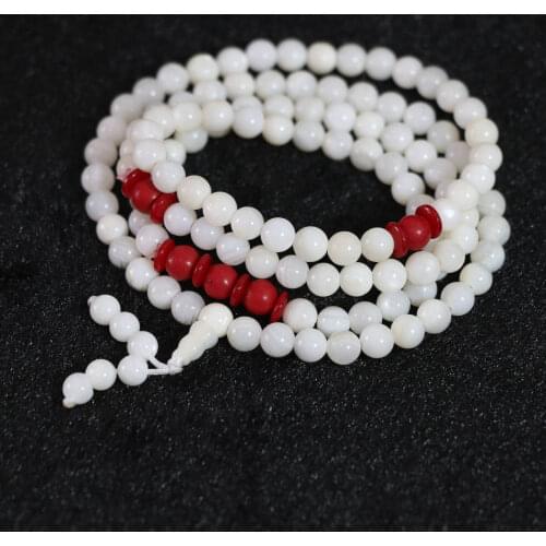 Hot white conch shell multilayer 6mm 108 round loose beads with colorful spacer fashion diy bracelet B792