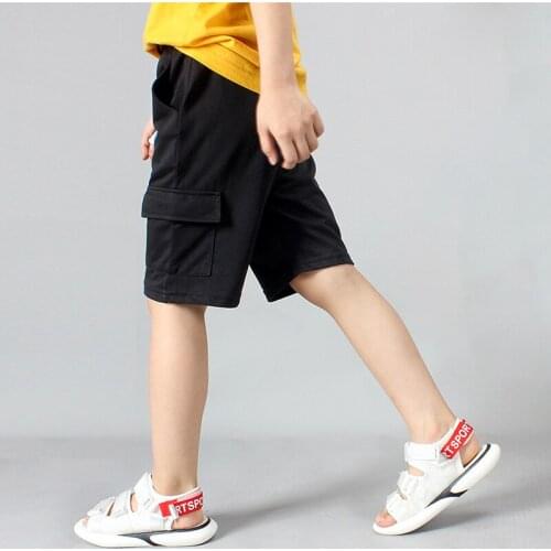 IENENS Boys Cotton Casual Pants Kids Summer Children Boy Beach Short Pants Mid Pants Elastic Waist Pants