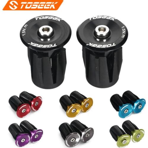 TOSEEK 1pair Road Mountain Bike Handlebar Cap MTB Bicycle Handle Bar Cap End Plugs Inflated Aluminum Alloy Grips Bar End Cap