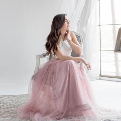Pretty Dusty Pink Bridal Tulle Skirts 2018 Zipper Custom Made 3 Layer Soft Tulle Skirt For Bridesmaid Photography Tutu Skirt