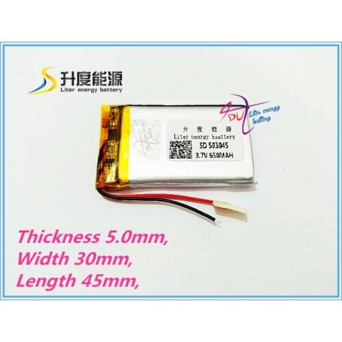 Liter energy battery 3.7V polymer lithium battery 503045 053045 MP4 MP5 MP3 Bluetooth audio 650MAH tablet battery