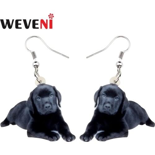 WEVENI Acrylic Sweet Labrador Dog Earrings Big Dangle Drop Cute Animal Jewelry For Women Girls Pet Lovers Gift Charms Wholesale