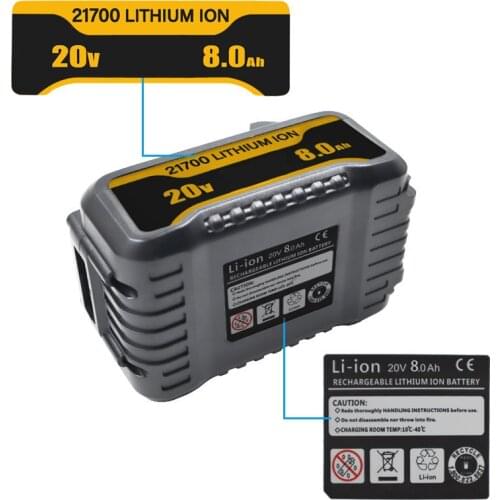 DCB200 10 * 21700 Li-ion Battery 8.0Ah Sticker For De Walt 18V 20V Lithium Battery Label Accessories DCB200 DCB203