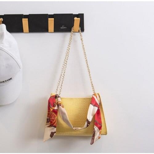 New Fashion Simple Handbag Shoulder/Crossbody Bag Tote Purse with Metal Chain Classic Crocodile Ribbons Bags