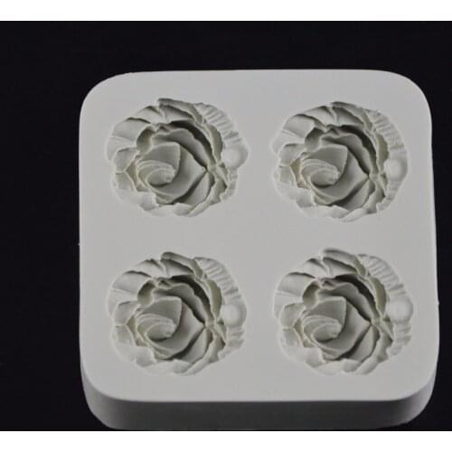 Newest Four Rose Flowers Silicone Cake Decoration Liquid Fondant Candy Mold Handmade Soap Candle Tools