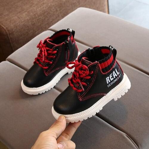 Autumn and winter new childrens single boot boys fashion Martin boots girls warm shoes snow boots lace up soft shoes XZ20015