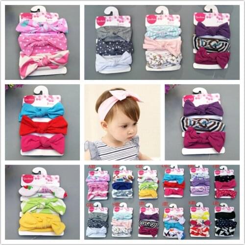 On sale 3pcs Bebe girls Headband newborn Hair Band Children Tie Knot Turban Kids Headwrap Flower Print Hair Accessories