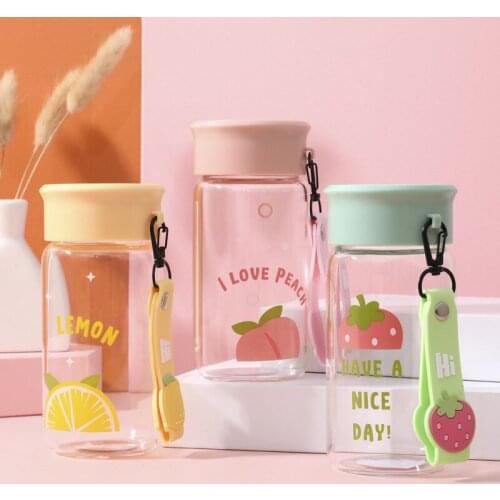 Water bottle simple portable outdoor creative sports bottle cute fruit pattern boiling water transparent glass mini water cup