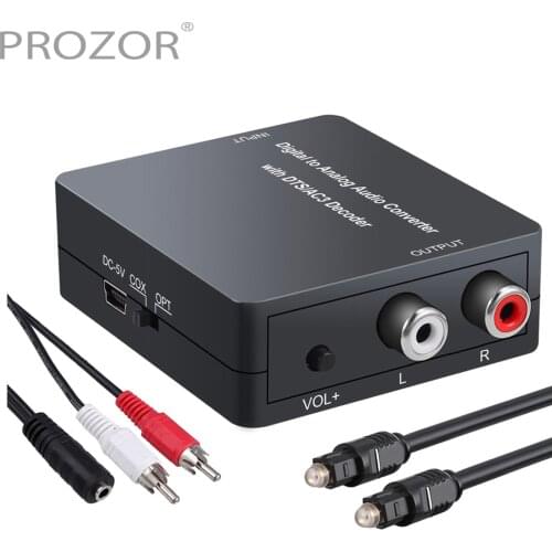 PROZOR 192KHz DAC With DTS AC3 Decoder Digital to Analog Audio Converter Optical Coaxial 5.1CH to L/R 2.0CH Analog Audio Adapter