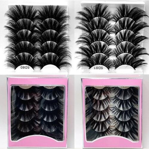 NEW 5Pair Fluffy Lashes 25mm 3d Mink Lashes Long Thick Natural False Eyelashes Lashes Vendors Makeup Mink Eyelashes