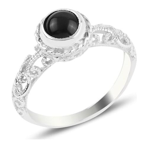 Silverlina Silver Onyx Engagement Ring