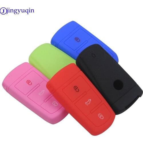 Jingyuqin 10p 3 Buttons Remote Silicone Car Fob Key Case Cover For VW VOLKSWAGEN CC Passat Magotan Smart Key