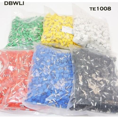 TE1008 1000PCS AWG 18 / 1.0mm2 Wire Copper Crimp Connector Twin Insulated Ferrule Pin Cord End Terminal