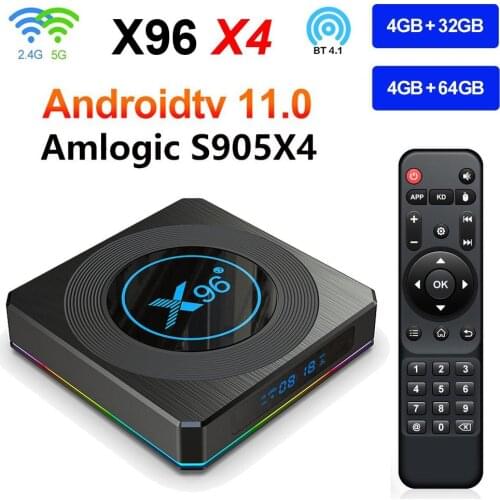 20PCS LOT X96 X4 Amlogic S905X4 RGB Light TV Box Android 11 4G 32GB Support AV1 8K video Dual Wifi BT4.1 Youtube Media Player