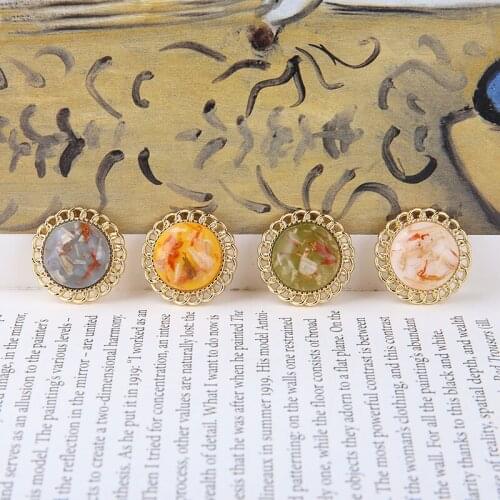 20mm resin decoration 30pcs/lot Flat back round shape alloy floating locket charms diy jewelry earrings pendant accessory