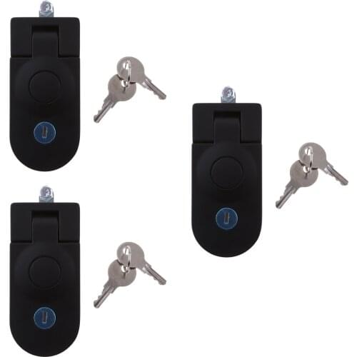 3 Pcs Compression Flush Mount Push Locks Latch Tool Box & 3 Keys For Camper Trailer RV Motorhome Anti-Theft 110mmx50mm